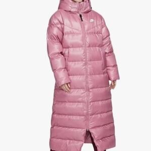 Nike Pink Down Fill Therma Fit Long Puffer Coat Jacket Large